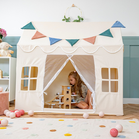 KiddyMoon Tente de Jeu Pour Enfants Maison De Jeu Pliable Tente Enfant Espace Créatif Pour Enfants Coin Douillet Idéal Pour Jouer À L’Intérieur Et À L’Extérieur, naturel, SANSballes