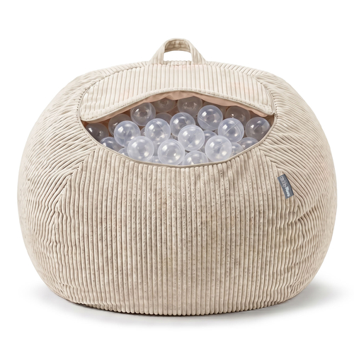 KiddyMoon Pouf pour Enfants 2-en-1 Rangement pour Jouets, 80x80x50cm, beige