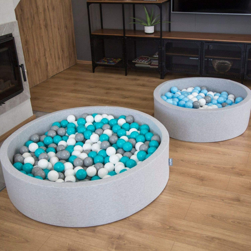 KiddyMoon Piscine À Balles Grande Rond pour Bébé, Fabriqué en UE, rose: beige pastel/jaune pastel/blanc/menthe/rose poudré, 120x30cm/600 balles