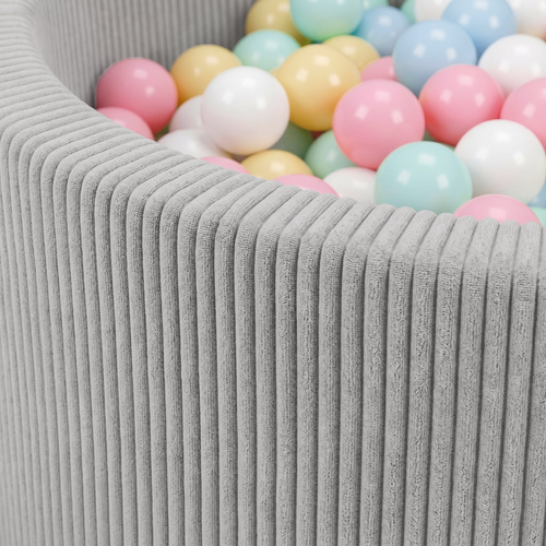 KiddyMoon Piscine Bébé 90 X 30 Cm Avec 200 Balles, Piscine À Balles Pour Bébé Et Enfant, Piscine Enfant En Mousse Douce, Housse Côtelée Lavable, Gris clair: Bleu p/Jaune p/Blanc/Menthe/Rose pdr, 90x30cm/200 Balles