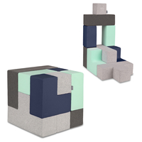 KiddyMoon blocs mous pour bébé cubes de construction en mousse, mix: gris clair/gris foncé/bleu foncé/menthe, 9 Pieces