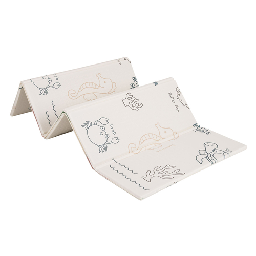 KiddyMoon Tapis de Jeu pour Enfant Bébé Tapis Mousse Tapis de Sol Tapis d'éveilBebe Reversible Stimulation De L'Imagination Pliable Pour L'Intérieur Et L'Extérieur, brun-mer, 180x200x1,5cm