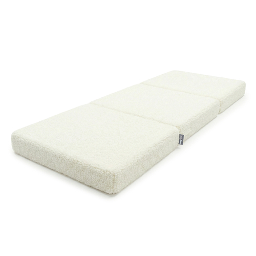 KiddyMoon Matelas Enfant Au Housse Teddy Pliable en Mousse Matelas pour Tout-Petits, Chambre d'enfant, crème, Matelas