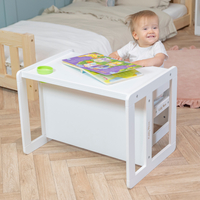 KiddyMoon Table Et Chaise pour Enfants Petit Bureau TC-002, blanc, Table: 61x44x44 cm/Chaise: 30x30x30 cm