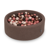 KiddyMoon Piscine à Balles Boules 7 cm pour un Remplissage plus Généreux Pour Bébés au Housse Teddy, Convient dès 8 Mois, Marron: Marron/Cuivré/Beige Pastel/Saumon