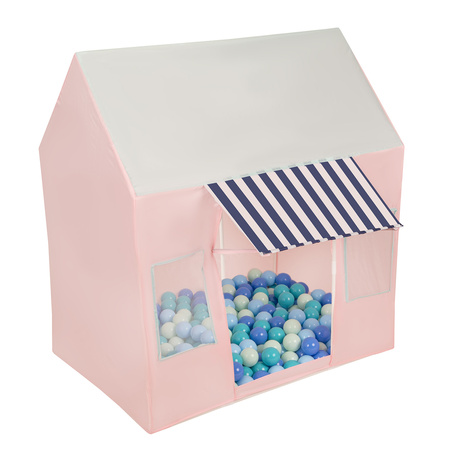 Tente de Jeu Pour Enfants De Magasin De Glaces Forme De Pavillon Pliable En Matériau Respirant Et Résistant Idéal Pour Stimuler La Créativité Intérieur Et Extérieur, rose-menthe: menthe/babyblue/turquoise/bleu, 200 Balles