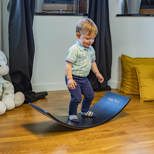 KiddyMoon Planche D'équilibre pour Enfants Planche à Balancer Montessori, Noir, planche