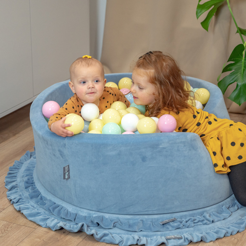KiddyMoon Balles Colorées Plastique ∅7cm pour Piscine Enfant Bébé Fabriqué en EU, jaune pastel