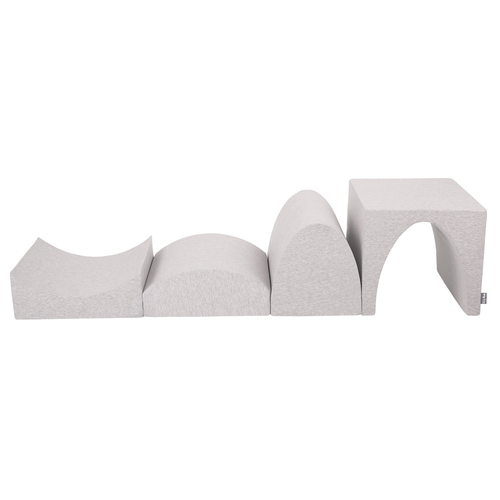 KiddyMoon aire de jeux en mousse colline/tunnel/rampe L/semi-rouleau L, gris clair, Multi-Taille