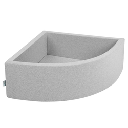 KiddyMoon Piscine à Balles ∅ 7Cm pour Bébé Quart Angulaire Fabriqué En UE, gris clair, 90x30cm/SANS balles