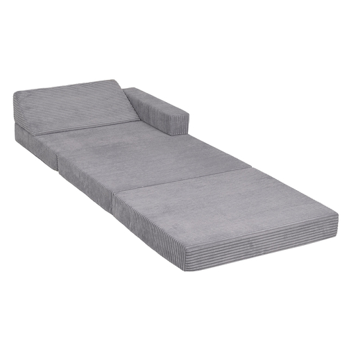 KiddyMoon Fauteuil Enfant Convertible en Mousse, Fauteuil pour Enfants Chaise pour Chambre d'Enfants Matelas Pliable Matelas Fauteuil Relax Fauteuil Douillet, gris foncé, Fauteuil