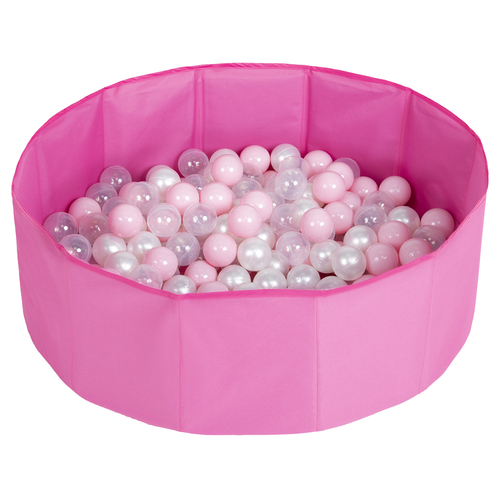 piscine à balles multicolores piscine pliable pour les enfant, rose: rose poudré/perle/transparent, 300 balles