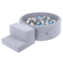 KiddyMoon Parcours Motricité En Mousse Avec Balles Enfants Favorise Créativité, ciemnoszary: szary-biały-babyblue