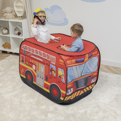 Tente De Jeu Enfant Camion De Pompiers Avec Boules Incluses Pour Intérieur Extérieur Cadeau Développement Sensoriel Et Jeux De Rôle Montessori, rouge, SANS Balles