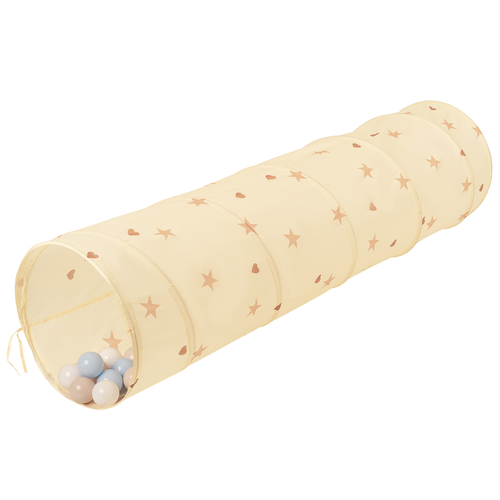 Tunnel Pliable pour Enfants Tunnel De Jeu avec Balles Jouet De Pliable Pop-Up pour Bébé Idéal pour Jouer À L'intérieur Et À L'extérieur, beige clair: beige pastel/bleu pastel/blanc, 200 Balles