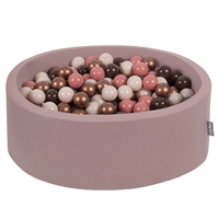 KiddyMoon Piscine à Balles ∅ 7Cm pour Bébé Rond Fabriqué En UE, bruyère: brun/cuivre/beige pastel/saumon, 90x30cm/300 Balles