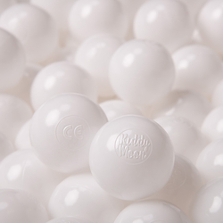KiddyMoon Balles pour Piscine Colorées ∅6cm Plastique Enfant Bébé Fabriqué en EU, blanc, 200 Balles/6cm