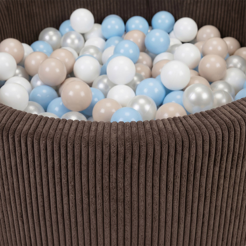 KiddyMoon Piscine Bébé, Piscine À Balles Pour Bébé Et Enfant, Piscine Enfant En Mousse Douce, Housse Côtelée Lavable, Marron: Beige pastel/Bleu pastel/Blanc/Perle, 90x30cm/200 Balles
