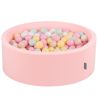 KiddyMoon Piscine à Balles ∅ 7Cm pour Bébé Rond Fabriqué En UE, rose:beige pastel/jaune pastel/blanc/menthe/rose poudré, 90x30cm/300 balles