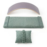 KiddyMoon Planche D'équilibre en Bois Enfant Avec Matelas et Oreiller Balance Board, naturel/vert,