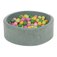 KiddyMoon Piscine À Balles pour Enfants Mousse Côtelé Pour Motricité Bébé, Vert : vert clair/vert/jaune/rose poudré/rose, 90x30cm/200 balles