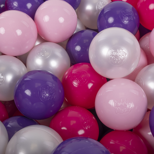 KiddyMoon Piscine À Balles ∅ 7Cm pour Bébé Rond Fabriqué en UE, Béruée: rose poudre/perle/violet/rose foncé, 90x30cm/200 Balles