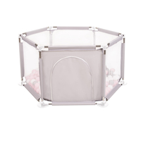 parc bébé hexagonal pliable avec balles plastiques, Gris:blanc/gris/rose poudré, 400 balles