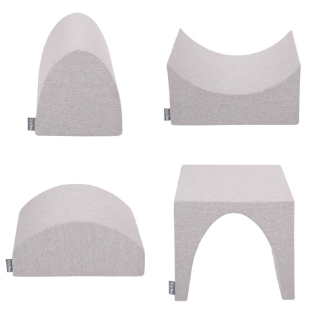KiddyMoon Aire De Jeux en Mousse avec Quart Angulaire Piscine À Balles pour Bébé, gris clair: perle/gris/transparent/rose poudré, Piscine (200 Balles) + Version 1