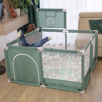 parc bébé avec balles plastiques aire de jeu pliable basket, vert, SANS Balles