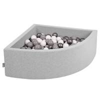 KiddyMoon Piscine à Balles ∅ 7Cm pour Bébé Quart Angulaire Fabriqué En UE, gris clair: blanc/gris/argenté, 90x30cm/300 Balles