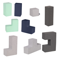 KiddyMoon blocs mous pour bébé cubes de construction en mousse, mix: gris clair/gris foncé/bleu foncé/menthe, 9 Pieces