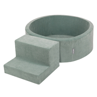 KiddyMoon Parcours Motricité En Mousse Avec Balles Enfants Favorise Créativité, Vert : blanc/gris/menthe, Piscine (200 Balles)+ Marches