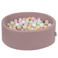 KiddyMoon Piscine à Balles ∅ 7Cm pour Bébé Rond Fabriqué En UE, Béruée: beige pastel/jaune pastel/blanc/menthe/rose poudre, 90x30cm/300 balles