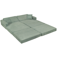 KiddyMoon Canapés Pliant pour Enfants Canapé-Lit Convertible Bébés-Canapé Lit Coucher Salle de Jeux Pliable Matelas au Sol Mini-Canapé Chaise-Lit, vert, Canapés avec 2 Oreillers