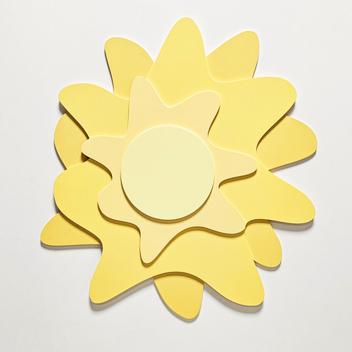 Déco murale KiddyMoon Relief 3D décoration en bois contreplaqué, soleil : jaune, UNI