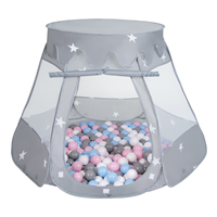 Tente Château Pour Enfants Tente de Jeu Avec Balles Colorées Jouet Cabane Pop-up Château Facile À Monter Maison de Jeu Pour Intérieur et Extérieur, gris:blanc/gris/babyblue/rose poudré, 105x90cm/100 balles