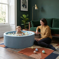 KiddyMoon Piscine À Balles ∅ 7Cm pour Bébé Rond Fabriqué en UE, bleu: beige pastel/blanc/perle, 90x30cm/300 Balles