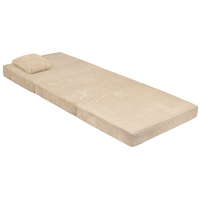 KiddyMoon Matelas Enfant Pliable en Mousse Matelas Pouf pour Tout-Petits, Chambre d'Enfant, beige, Matelas avec Oreiller