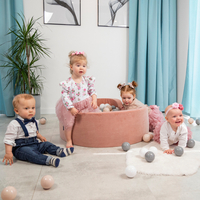 KiddyMoon Velours Piscine à Balles ∅7Cm pour Bébé Rond Fabriqué en EU, rose des sables: beige pastel/gris/blanc, 90x30cm/200 balles