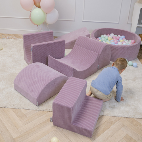 KiddyMoon Parcours Motricité En Mousse Enfants Tricot Côtelé Favorise Créativité, violet, Multi-Taille
