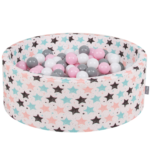 KiddyMoon Piscine à Balles ∅ 7Cm pour Bébé Rond Fabriqué En UE, beige clair, 90x30cm/200 Balles