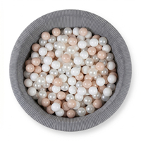 KiddyMoon Piscine Bébé, Piscine À Balles Pour Bébé Et Enfant, Piscine Enfant En Mousse Douce, Housse Côtelée Lavable, Gris foncé: Beige pastel/Blanc/Perle, 90x30cm/200 Balles