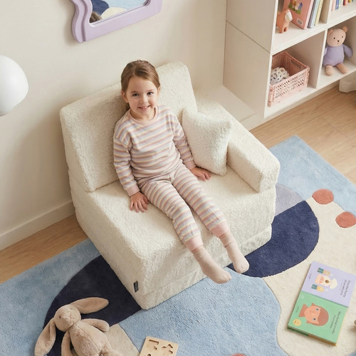 KiddyMoon Lot de 2 Coussins Décoratifs pour Enfant Et Housse Teddy Chambre Enfant, crème, 2 Oreillers