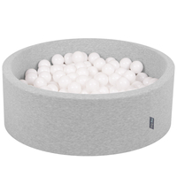 KiddyMoon Piscine à Balles ∅ 7Cm pour Bébé Rond Fabriqué En UE, gris clair:blanc, 90x30cm/300 Balles