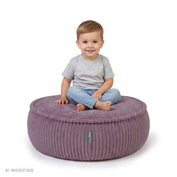 KiddyMoon Pouf enfant en mousse avec housse amovible, gris clair, L