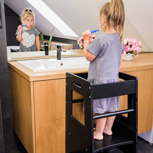 KiddyMoon Tour d’Apprentissage/d’Observation Montessori ST-003 Kitchen Helper, Noir