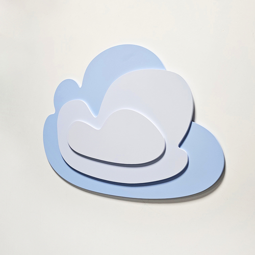 Déco murale KiddyMoon Relief 3D décoration en bois contreplaqué, nuage : bleu/gris, UNI