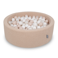 KiddyMoon Piscine à Balles Boules 7 cm pour un Remplissage plus Généreux Pour Bébés au Housse Teddy, Convient dès 8 Mois, beige: beige pastel/blanc/perle