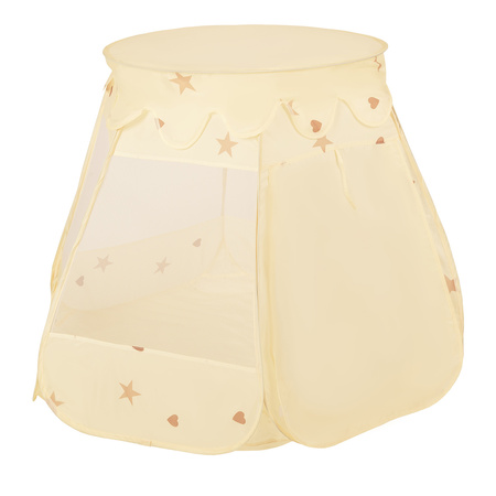 Tente Château Avec Les Balles Plastiques Piscine à Balles Pour Enfants, Beige Clair: Jaune/ Bleu/ Rouge/ Orange, 105x90cm/100 balles