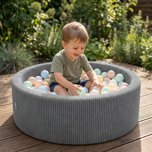 KiddyMoon Piscine Bébé 90 X 30 Cm Avec 200 Balles, Piscine À Balles Pour Bébé Et Enfant, Piscine Enfant En Mousse Douce, Housse Côtelée Lavable, Gris foncé: Blanc/Gris/Menthe, 90x30cm/200 Balles